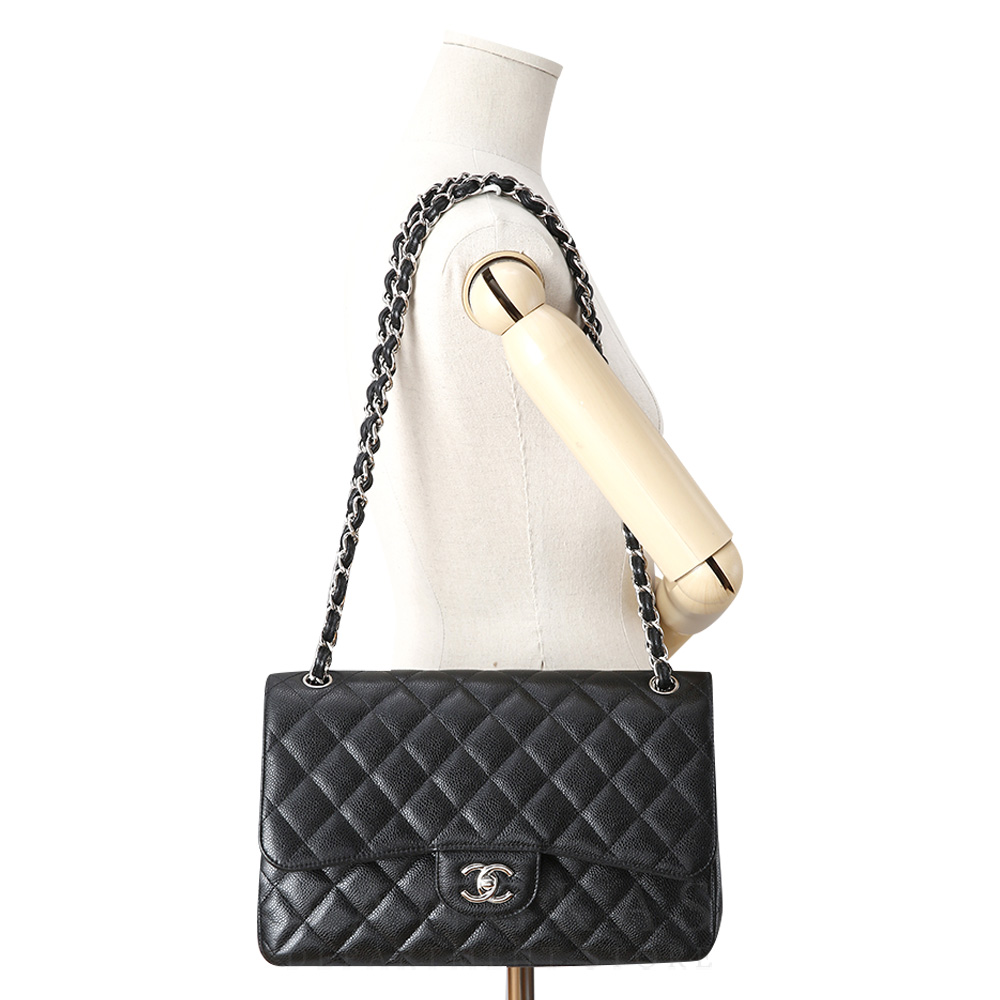CHANEL(USED)샤넬 클래식 캐비어 점보 블랙