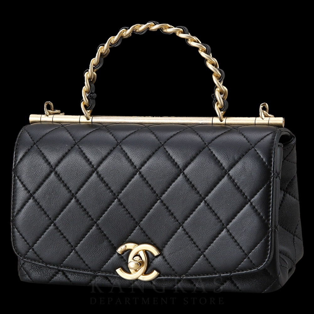 CHANEL(USED)샤넬 시즌 CC로고 체인 탑 핸들 백