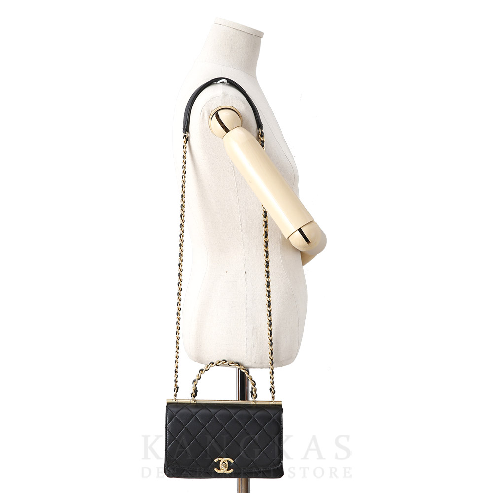 CHANEL(USED)샤넬 시즌 CC로고 체인 탑 핸들 백