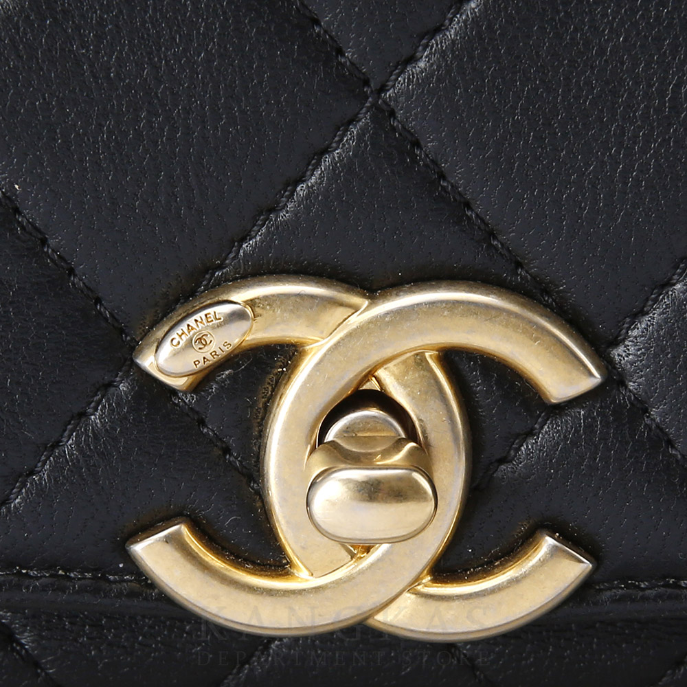 CHANEL(USED)샤넬 시즌 CC로고 체인 탑 핸들 백