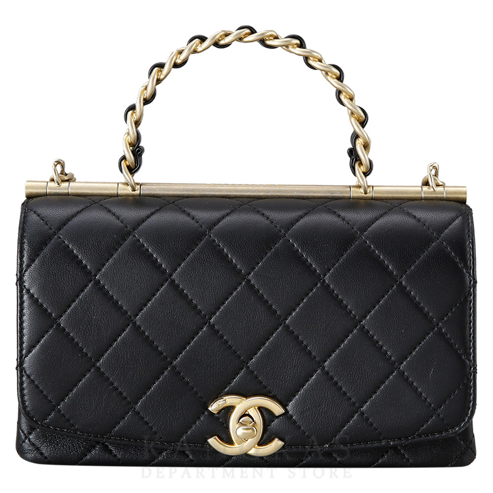 CHANEL(USED)샤넬 시즌 CC로고 체인 탑 핸들 백