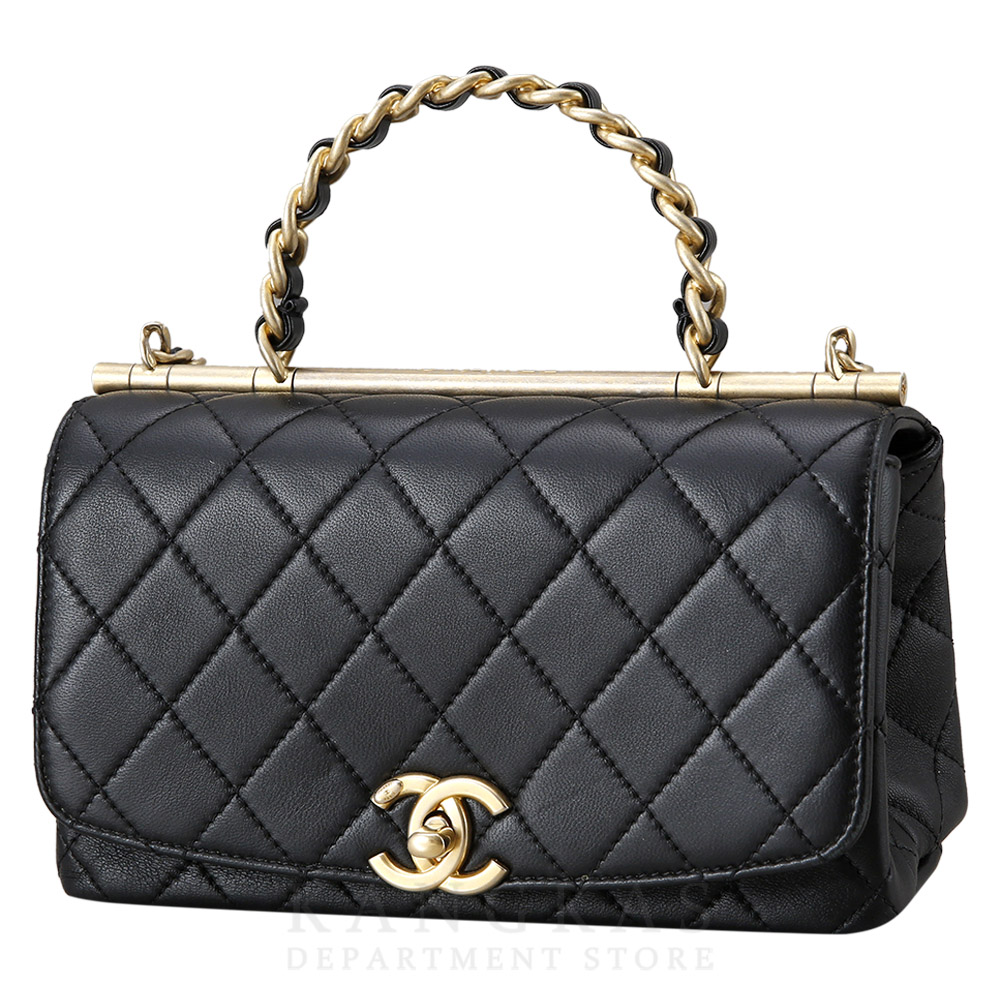 CHANEL(USED)샤넬 시즌 CC로고 체인 탑 핸들 백
