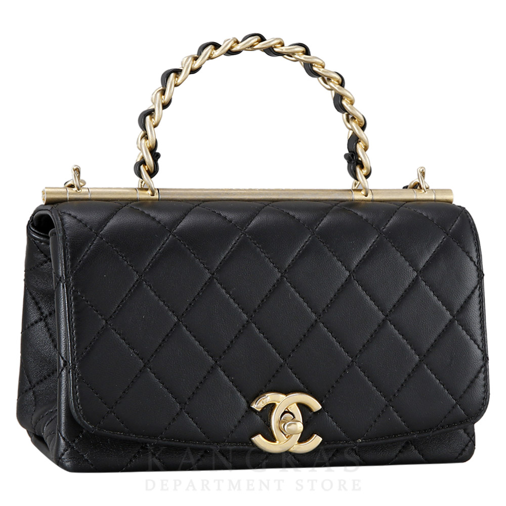 CHANEL(USED)샤넬 시즌 CC로고 체인 탑 핸들 백