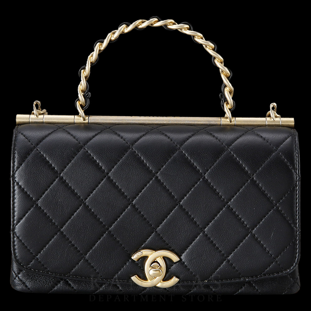 CHANEL(USED)샤넬 시즌 CC로고 체인 탑 핸들 백