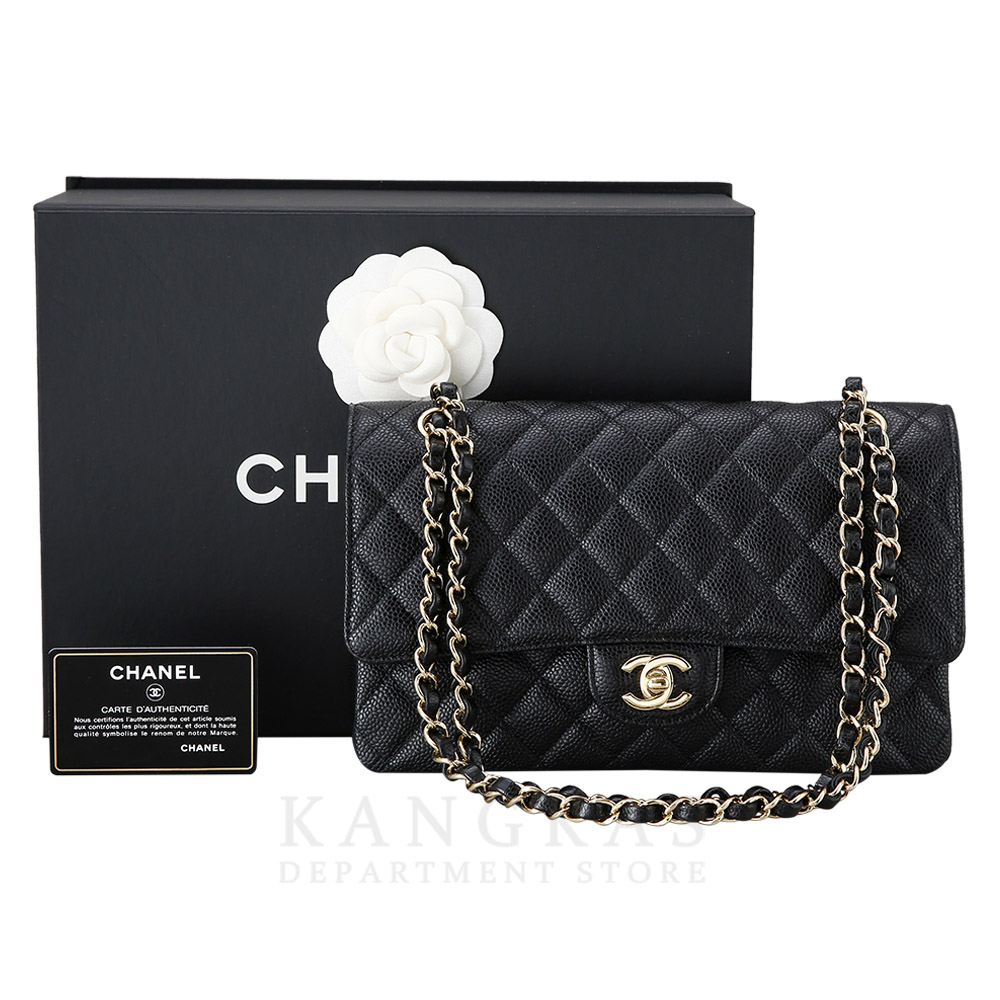 CHANEL(USED)샤넬 클래식 캐비어 미듐 금장