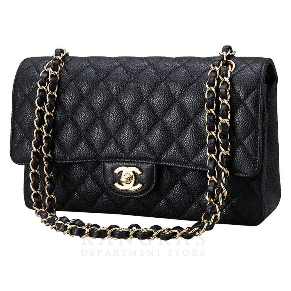 CHANEL(USED)샤넬 클래식 캐비어 미듐 금장