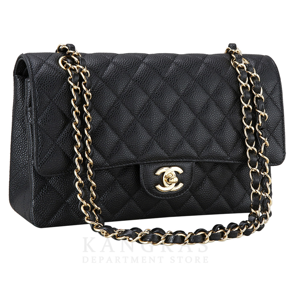 CHANEL(USED)샤넬 클래식 캐비어 미듐 금장