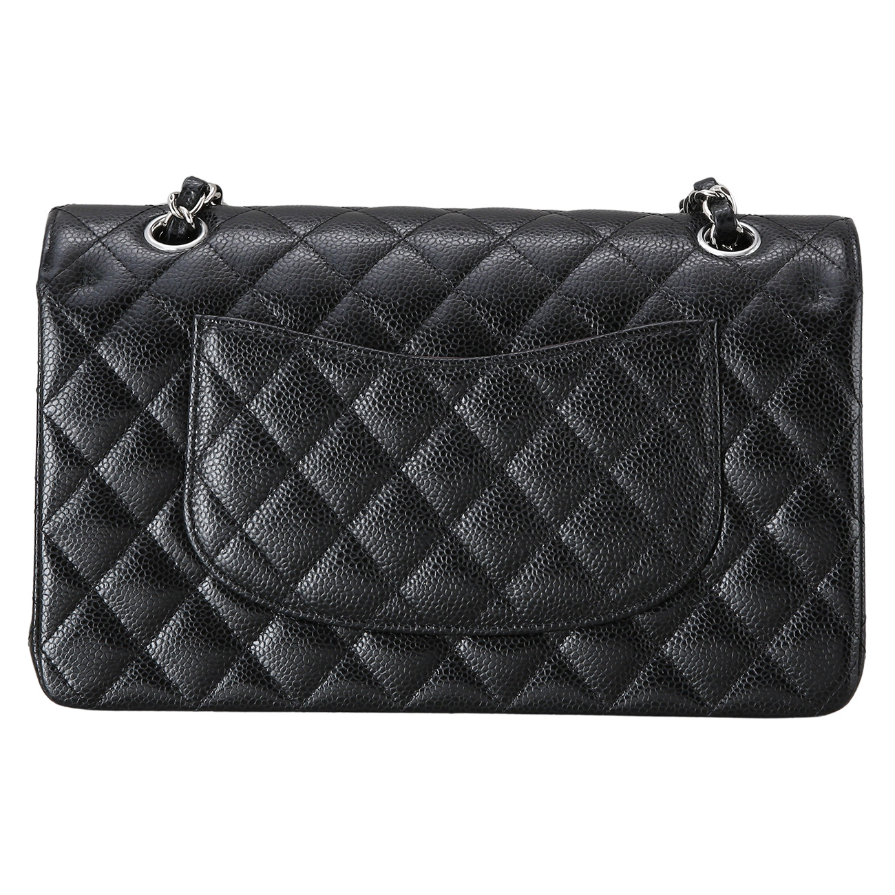 CHANEL(USED)샤넬 클래식 캐비어 미듐 블랙 은장