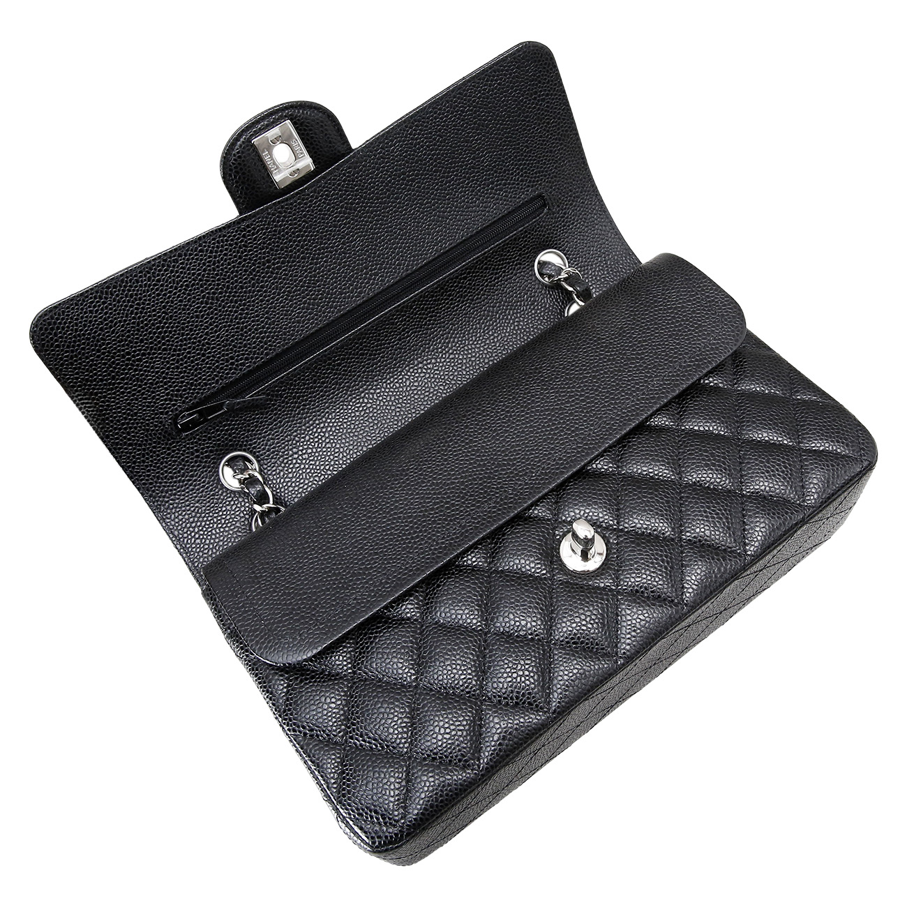 CHANEL(USED)샤넬 클래식 캐비어 미듐 블랙 은장