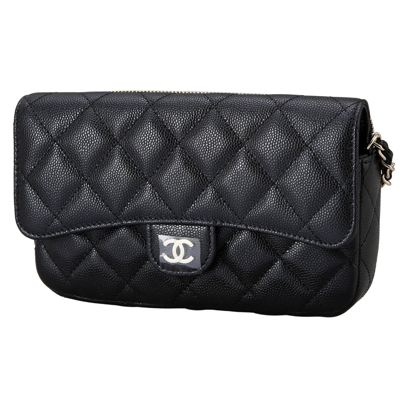 CHANEL(USED)샤넬 클래식 더블 폰홀더백 블랙 샴페인골드 AP2096