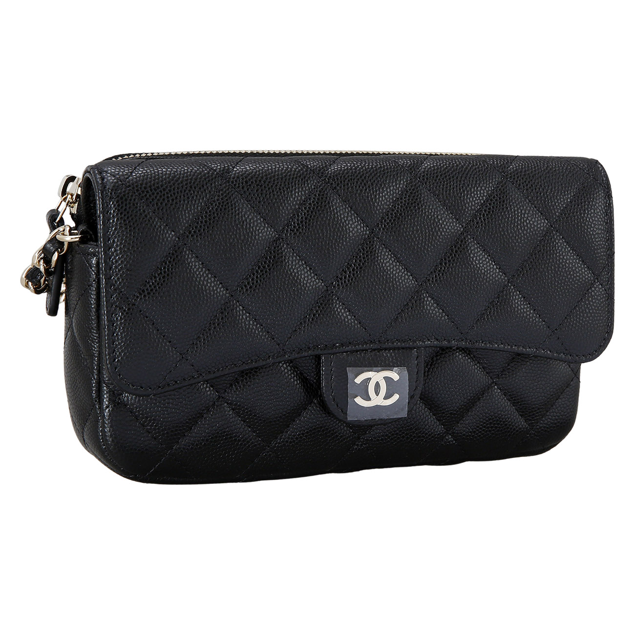 CHANEL(USED)샤넬 클래식 더블 폰홀더백 블랙 샴페인골드 AP2096