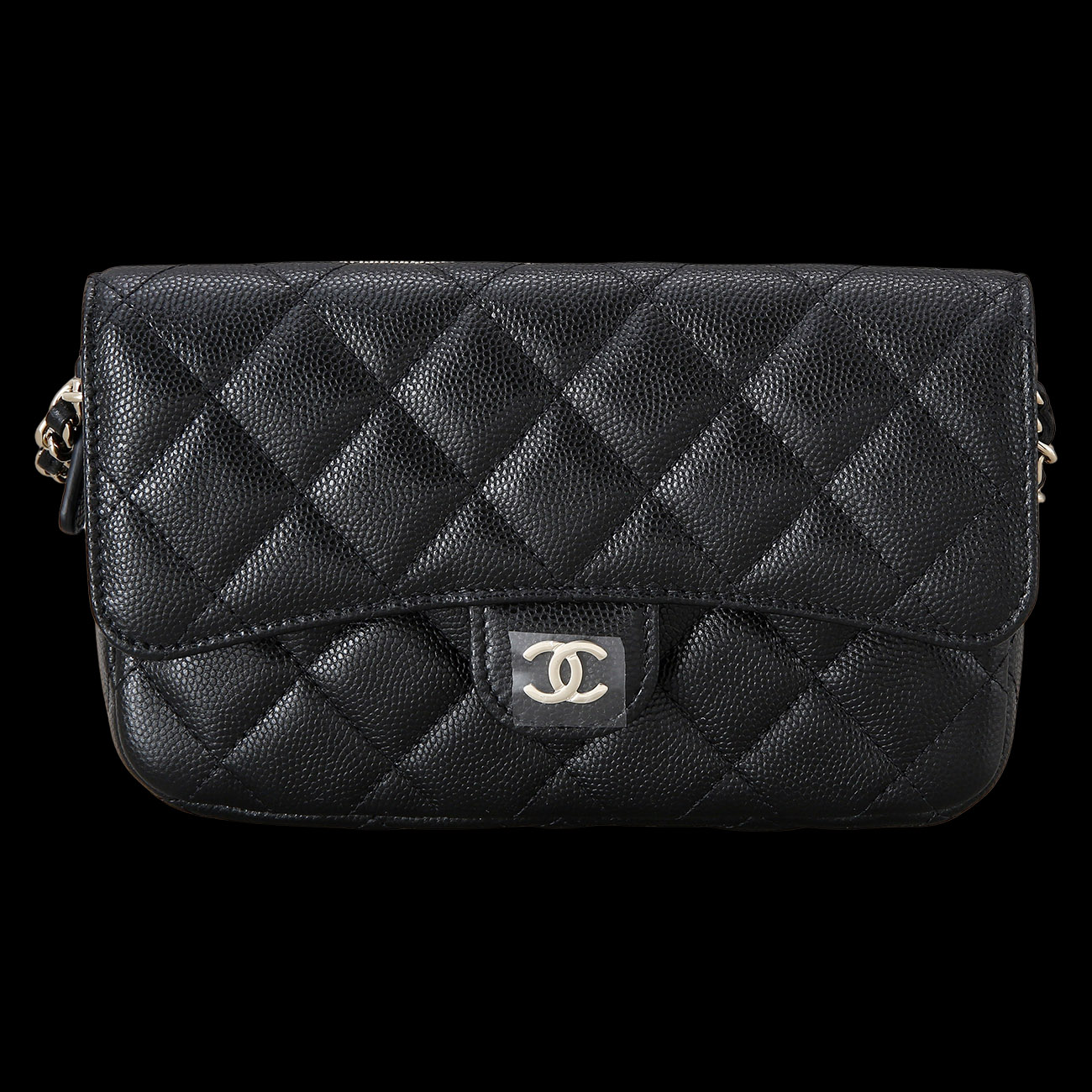 CHANEL(USED)샤넬 클래식 더블 폰홀더백 블랙 샴페인골드 AP2096