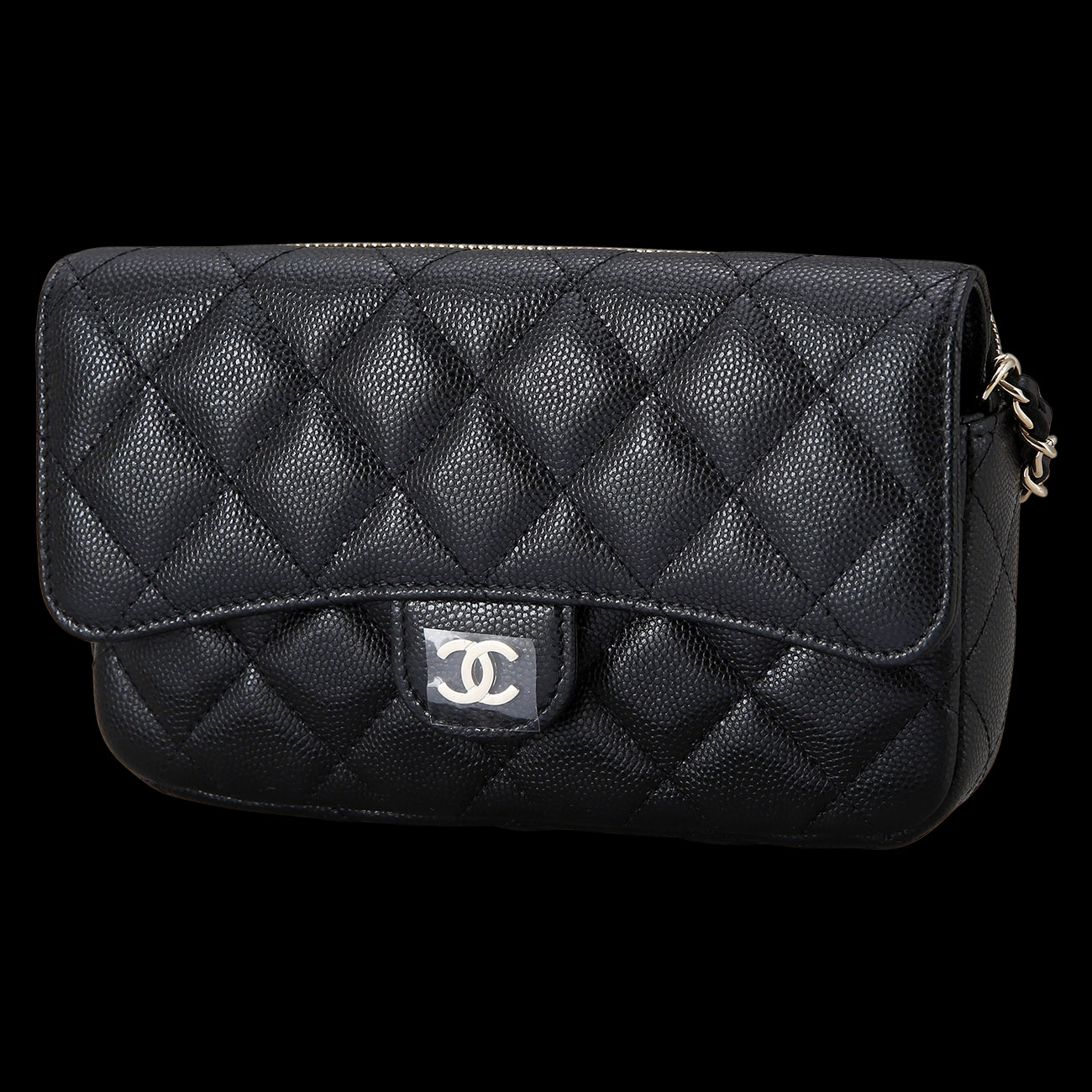 CHANEL(USED)샤넬 클래식 더블 폰홀더백 블랙 샴페인골드 AP2096