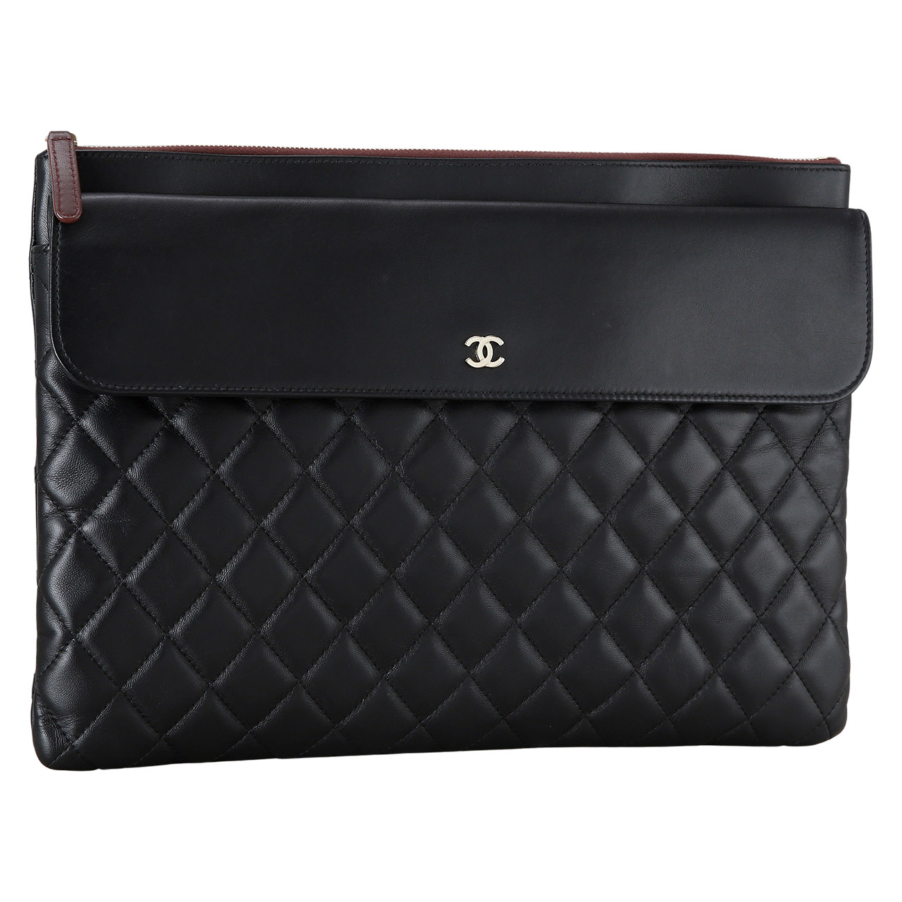 CHANEL(USED)샤넬 시즌 램스킨 플랩 클러치