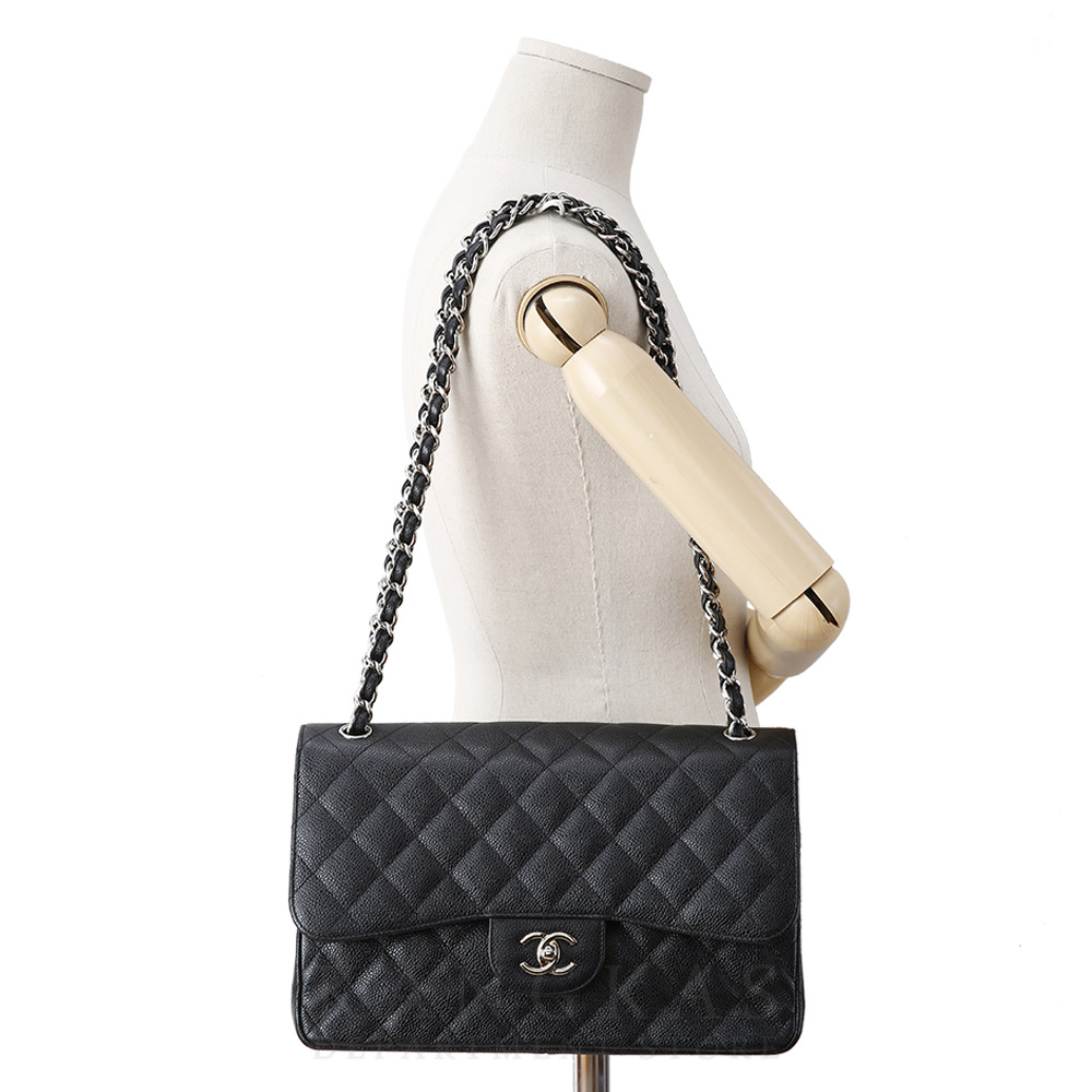 CHANEL(USED)샤넬 클래식 캐비어 점보 블랙
