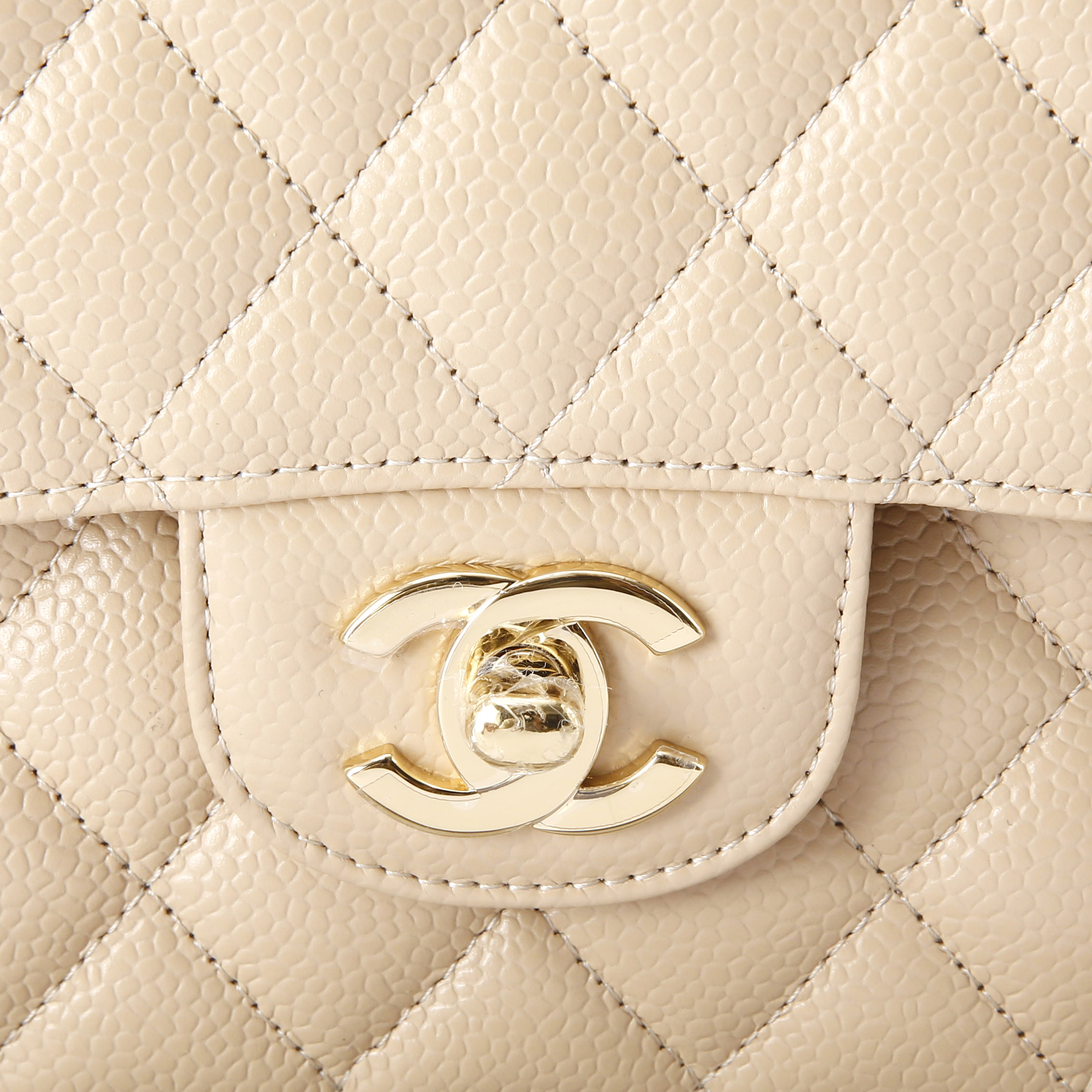 CHANEL(USED)샤넬 베이지 캐비어 클래식 미듐 플랩백