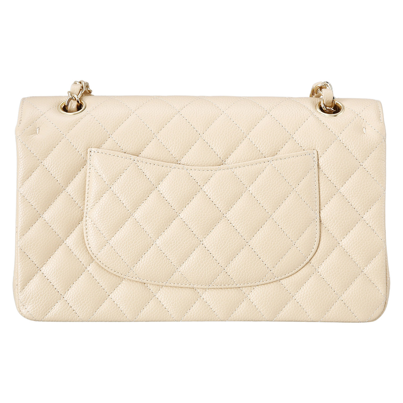 CHANEL(USED)샤넬 베이지 캐비어 클래식 미듐 플랩백