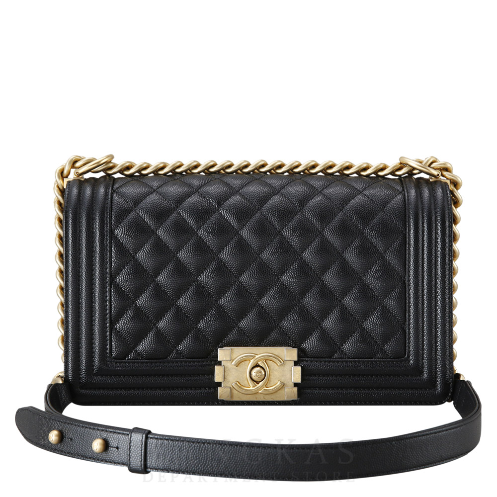 CHANEL(USED)샤넬 보이샤넬 캐비어 미듐 금장