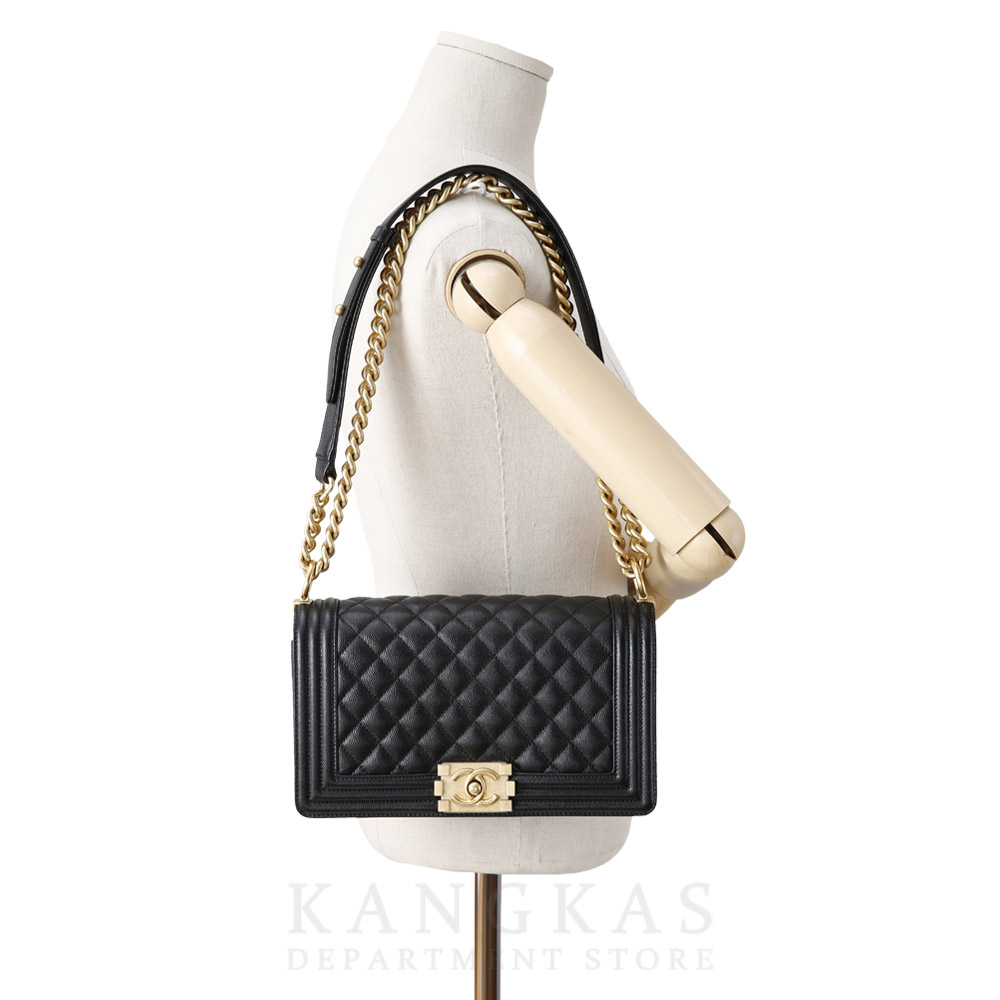 CHANEL(USED)샤넬 보이샤넬 캐비어 미듐 금장