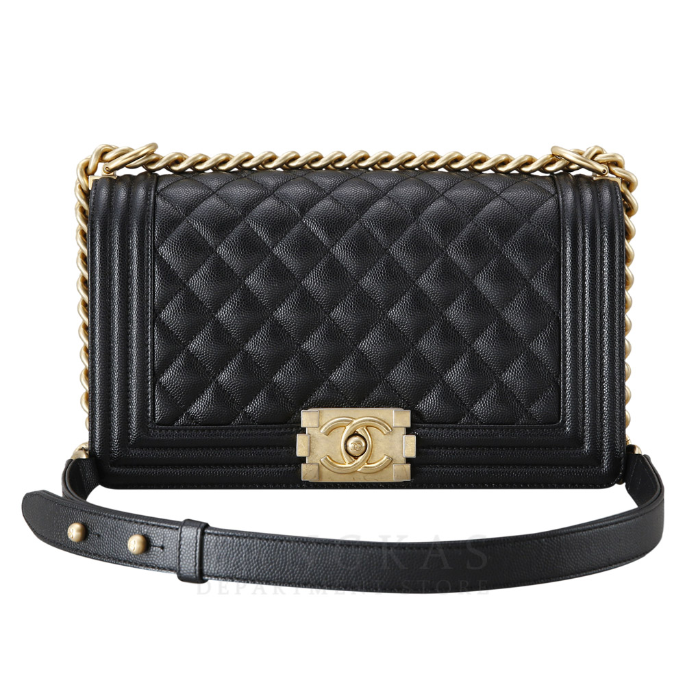 CHANEL(USED)샤넬 보이샤넬 캐비어 미듐 금장