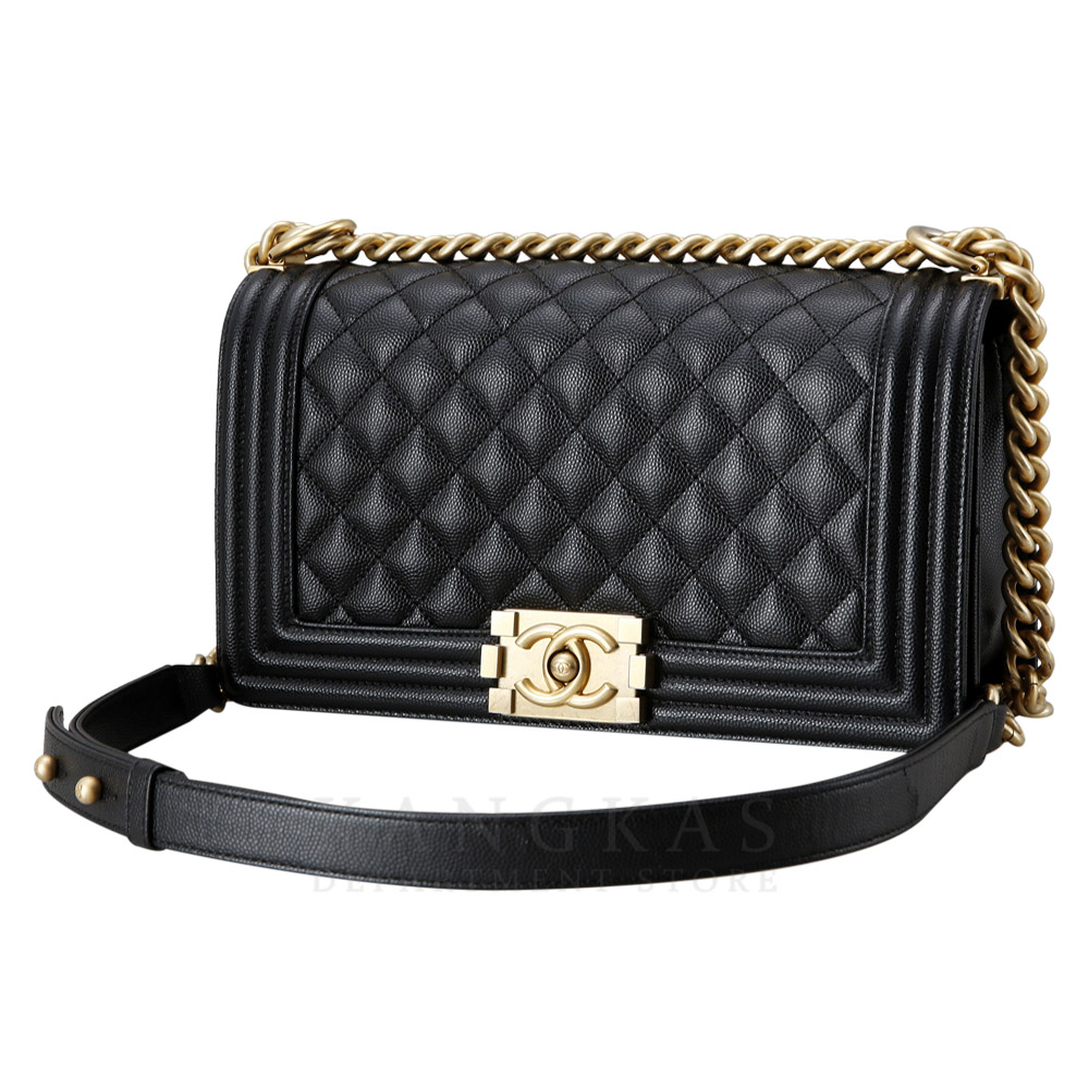 CHANEL(USED)샤넬 보이샤넬 캐비어 미듐 금장