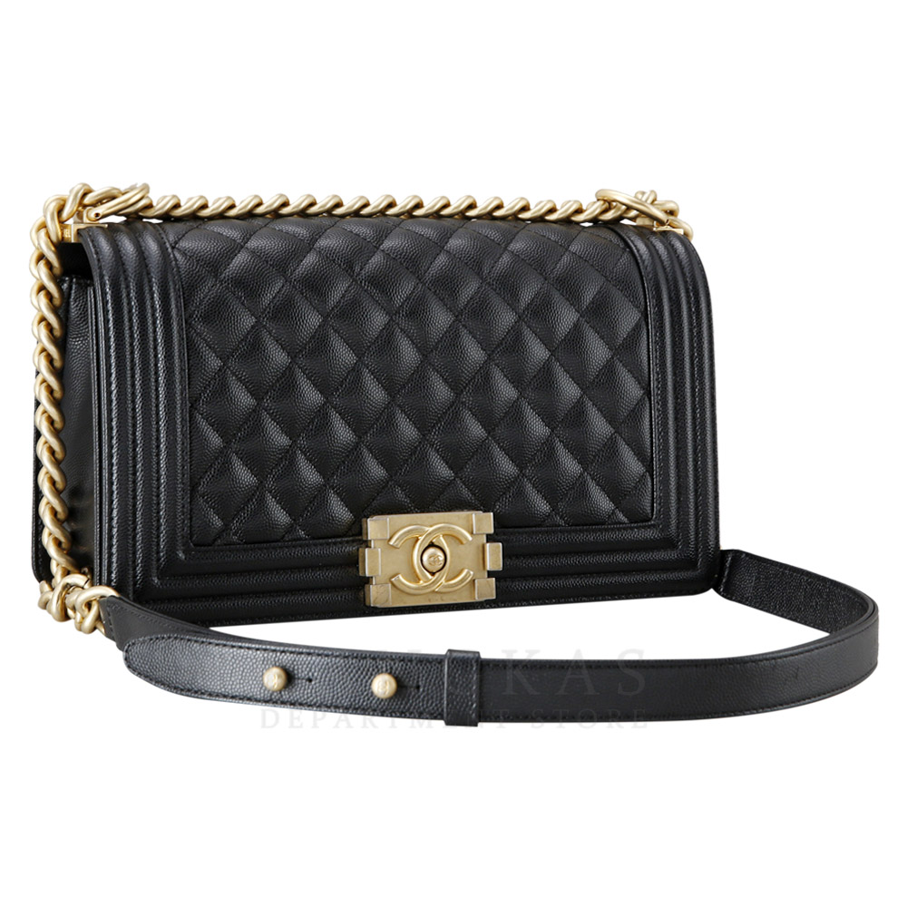 CHANEL(USED)샤넬 보이샤넬 캐비어 미듐 금장