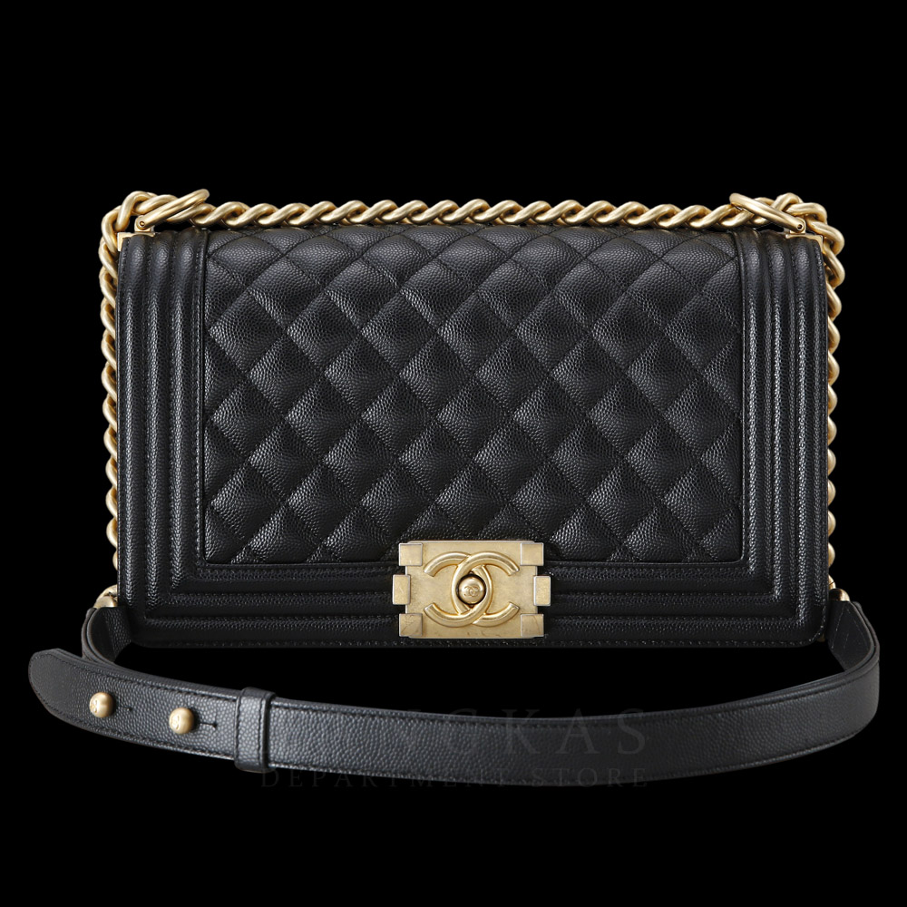 CHANEL(USED)샤넬 보이샤넬 캐비어 미듐 금장