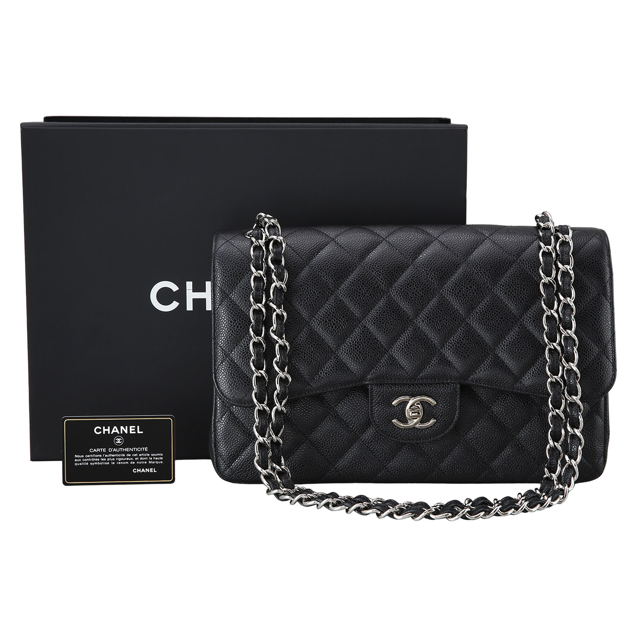 CHANEL(USED)샤넬 클래식 캐비어 점보 블랙