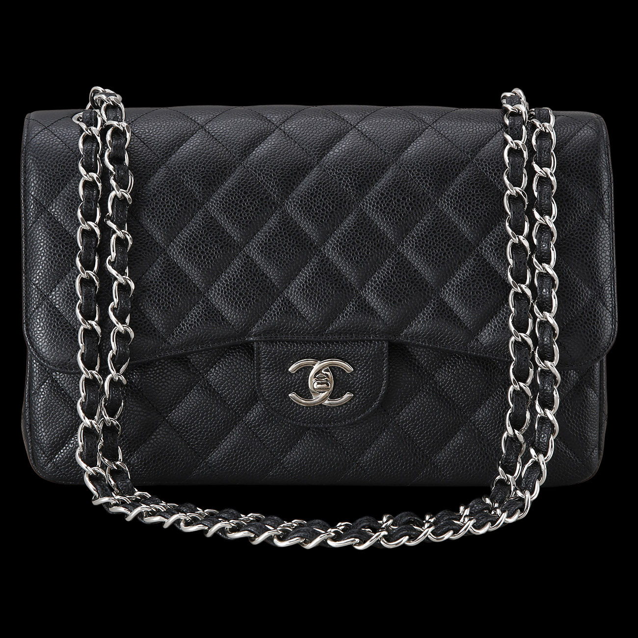 CHANEL(USED)샤넬 클래식 캐비어 점보 블랙