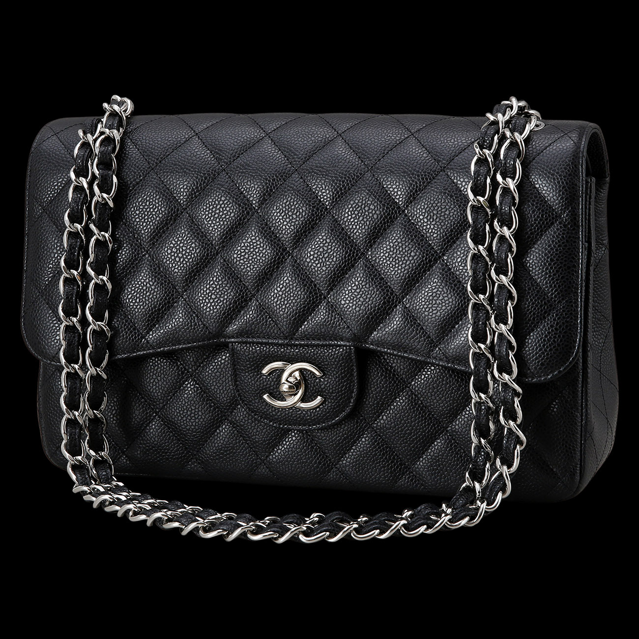 CHANEL(USED)샤넬 클래식 캐비어 점보 블랙