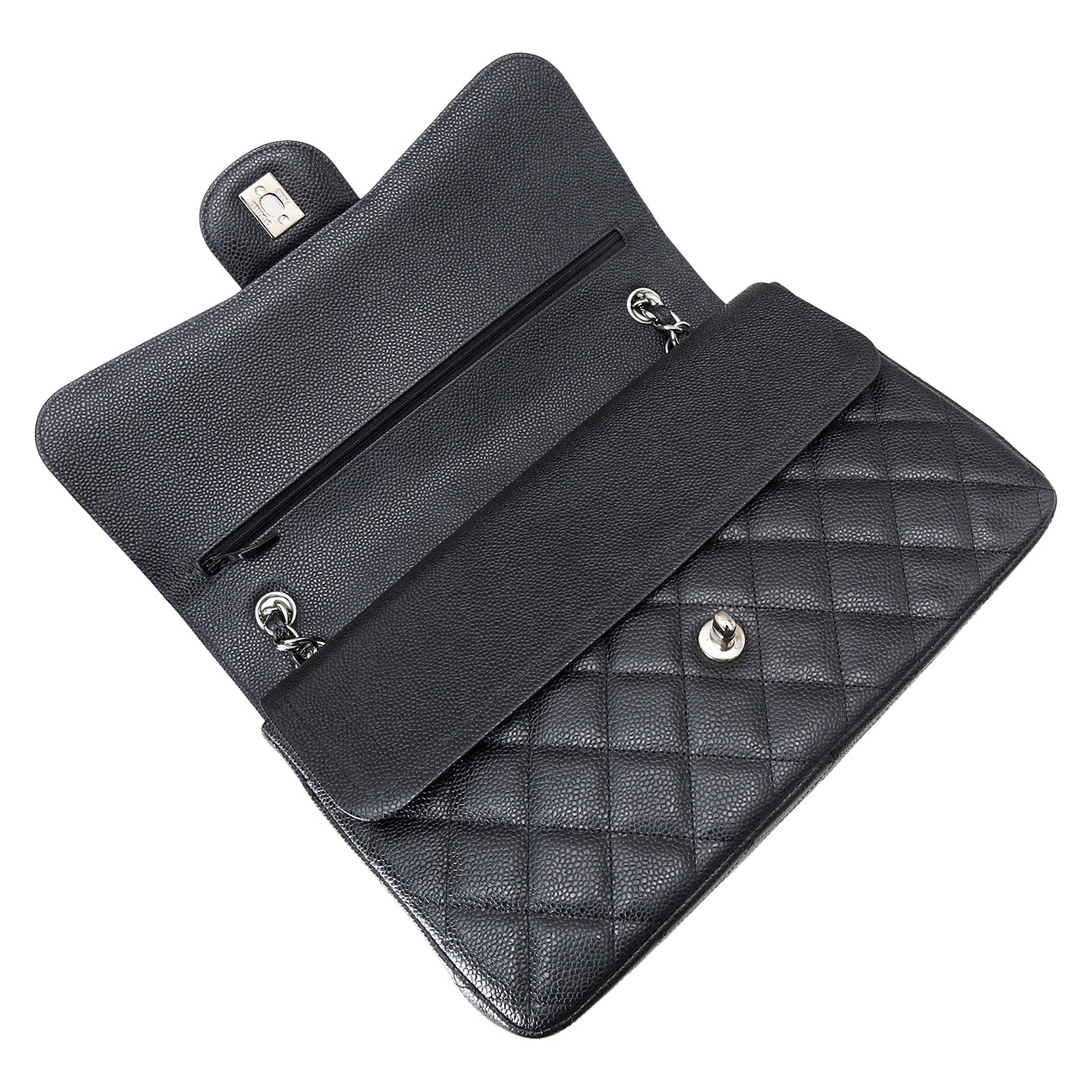CHANEL(USED)샤넬 클래식 캐비어 점보 블랙